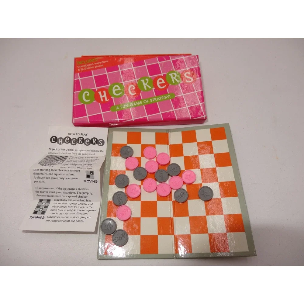 American Girl Doll Checkers Game Set Pink Grey Board Pieces 0743CTP2